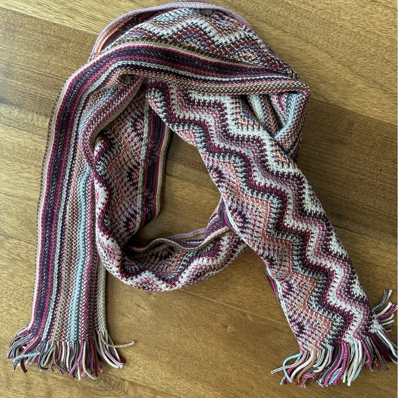 Missoni knit scarf, pink/burgundy/cream/lavender/orange/tan/brown - Picture 2 of 6